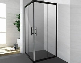 Rossi Semi Frame-less Corner Sliding Door Shower Screen Matt Black