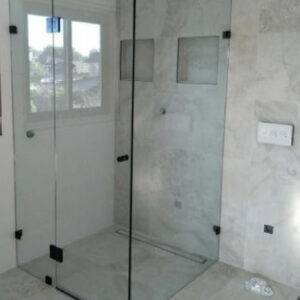 Frame-less Pivot Door Shower Screen Matt Black