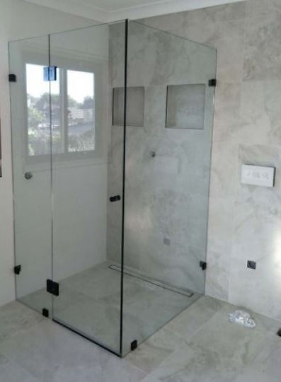 Frame-less Pivot Door Shower Screen Matt Black