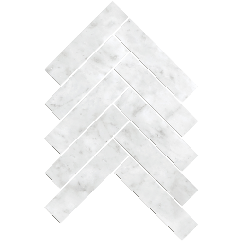 ARTEMIS CARRARA WHITE HERRINGBONE HONED 35X150